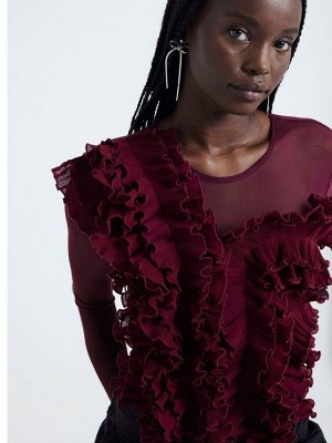 Боди River Island с длинными рукавами и оборками