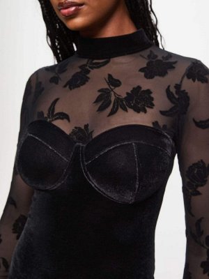 Боди Ann Summers Midnight Rose Velvet с цветочным принтом