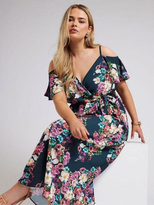 Платье-халат Yours Curve London с открытыми плечами