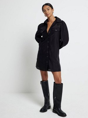 Платье-рубашка River Island Petite с заклепками и ажурной отделкой