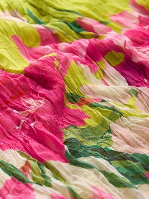 Многоцветный принт - Платье миди с плиссировкой и бретельками из коллекции Kew