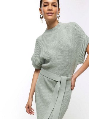Зеленый - Платье миди River Island с воротником-стойкой