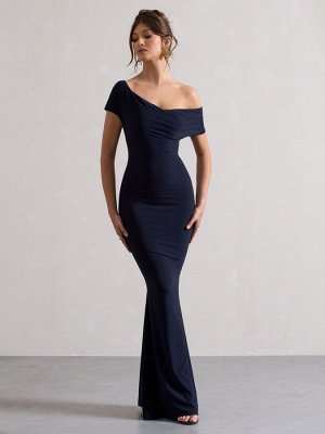 Платье макси с асимметричным лифом и бардо Club L London Avila