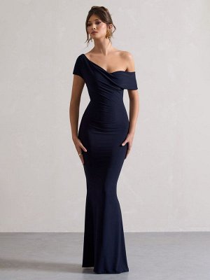 Платье макси с асимметричным лифом и бардо Club L London Avila