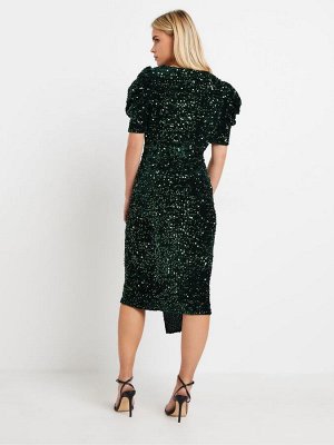 Платье-халат из бархата с пайетками M&Co Petite