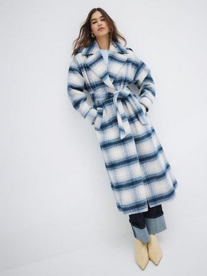 Пальто с поясом в клетку River Island