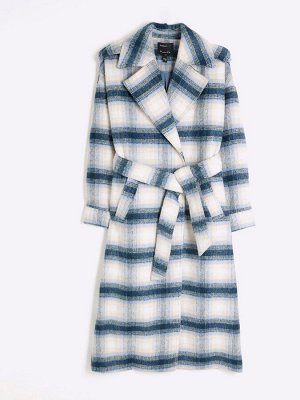 Пальто с поясом в клетку River Island