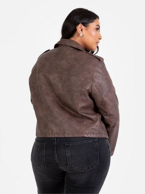 Коричневый - куртка Lovedrobe Soft Pu Biker Black