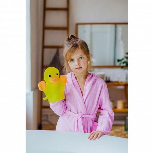 Мочалка варежка детская Доляна «Уточка», для купания, 21 см