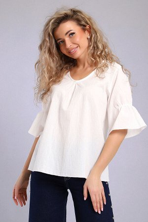 Блузка Варианты расцветки: молочный, ментол
Ткань: хлопок плательный, Состав: 100% хлопок
Женственная и очаровательная блузка для любительниц одежды из натуральных тканей. Блузка выполнена из тонкого 