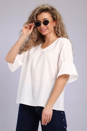 Блузка Варианты расцветки: молочный, ментол
Ткань: хлопок плательный, Состав: 100% хлопок
Женственная и очаровательная блузка для любительниц одежды из натуральных тканей. Блузка выполнена из тонкого 