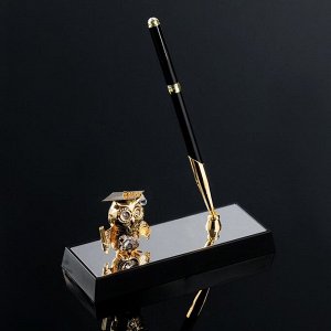 Ручка на подставке «Сова», 16?6?19 см, с кристаллами