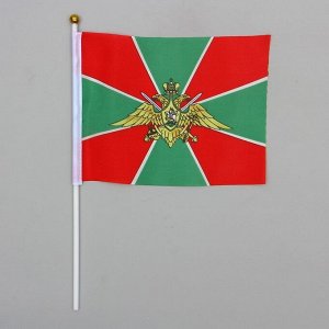 Флаг Пограничные войска 14х21 см, набор 12 шт, шток 28 см, полиэстер