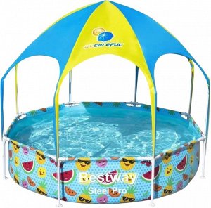 Каркасный бассейн детский Bestway, My First Pool 244 х 51 см с навесом, 1688 л