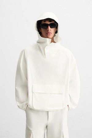 Жакет ЦВЕТ как на первом фото РУБАШКА С КАПЮШОНОМ (OVERSHIRT MIT KAPUZE) Верхняя рубашка свободного кроя из смесовой хлопчатобумажной ткани. Воротник-стойка с капюшоном и застежкой на пуговицы спереди