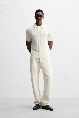 Трикотаж ЦВЕТ как на первом фото ПОЛО В РЕБРИСТУЮ ТРИКОТАЖНУЮ (GERIPPTE STRICKWARE POLO) Рубашка-поло прямого кроя из хлопчатобумажного трикотажа. Отложной воротник, застежка на пуговицы спереди, коро