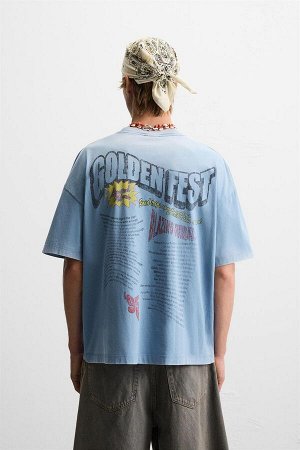 Футбока ЦВЕТ как на первом фото ФУТБОЛКА С ВЫТЁРНУТЫМ ПРИНТОМ (T-SHIRT MIT PRINT IN VERWASCHENER OPTIK) Футболка свободного кроя. Круглый вырез и короткие рукава. Контрастные цветовые сочетания сперед