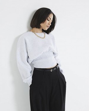 Серая толстовка с корсетным подолом Petite Grey