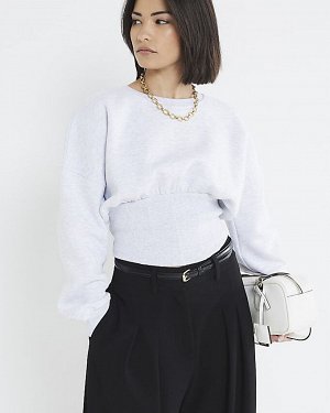 Серая толстовка с корсетным подолом Petite Grey