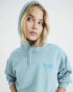 Зеленая толстовка с капюшоном с длинными рукавами Iconic