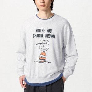Унисекс UT PEANUTS толстовка с длинными рукавами и принтом Snoopy 477858 серая