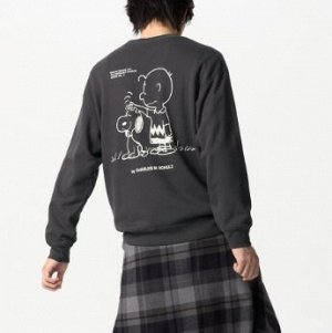 Унисекс UT PEANUTS толстовка с длинными рукавами и принтом Snoopy 477860 темно- серая