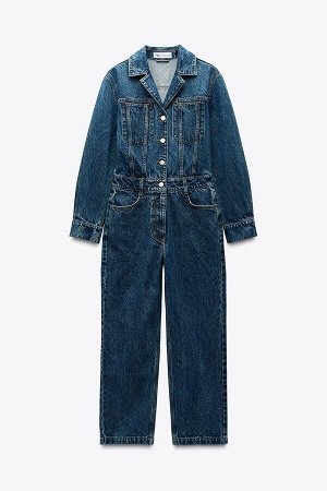 комбинезон ЦВЕТ как на первом фото ДЛИННЫЙ ДЖИНСОВЫЙ КОМБИНЕЗОН Z1975 (LANGER DENIM-OVERALL Z1975) Комбинезон с воротником-лацкан и длинными рукавами. Передние карманы и накладной карман сзади. Прямая