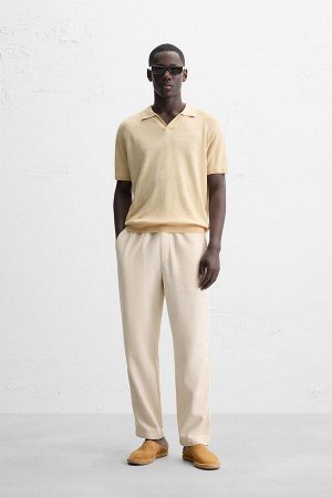 Трикотаж ЦВЕТ как на первом фото ТРИКОТАЖНАЯ РУБАШКА-ПОЛО ИЗ 100% ЛЬНА (STRICK-POLOSHIRT AUS 100 % LEINEN) Рубашка-поло прямого кроя из льняного трикотажа. Воротник-лацкан с разрезом спереди. Короткие