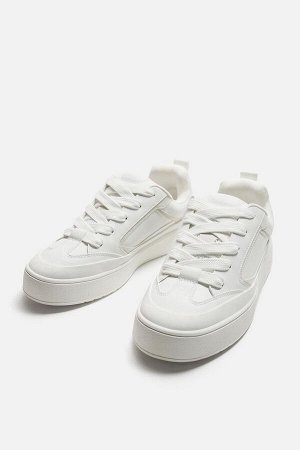 Обувь ЦВЕТ как на первом фото Широкие кроссовки с макси-шнурками (SNEAKER MIT WEITEM SCHNITT UND MAXI-SCHN?RSENKELN) Спортивная обувь в стиле скейтбординга. Верх изготовлен из комбинации деталей и мат