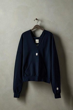 Свитшот ЦВЕТ как на первом фото СЛИВКА С КАПЮШОНОМ X SR_A (VERWASCHENES HOODIE X SR_A) Свободная толстовка с капюшоном из плотной хлопчатобумажной ткани с начесом. Капюшон и разрез спереди с соответст