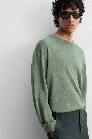 Трикотаж ЦВЕТ как на первом фото ЛЕГКИЙ СВИТЕР ИЗ 100% ЛЬНА (LEICHTER PULLOVER AUS 100 % LEINEN) Легкий льняной свитер свободного кроя. Круглый вырез и длинные рукава. Ребристые манжеты. Специальная к