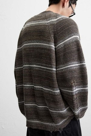 Трикотаж ЦВЕТ как на первом фото ПОЛОСАТЫЙ КАРДИГАН С ЭФФЕКТОМ ПОТЕРТОСТИ (GESTREIFTE CARDIGAN MIT DESTROYED-EFFEKT) Кардиган свободного кроя из хлопковой пряжи. V-образный вырез и длинные рукава. Эфф