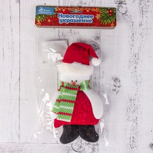Мягкая подвеска "Снеговик в полосатом шарфике" 9*20 см красный