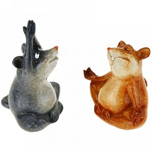 Скульптура-фигура из полистоуна "Крысы-йоги" набор 2 штуки: 9х8,5см; 8х11см "Символ 2020 года" (Китай)