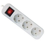 Электроудлинитель Defender S330 white (3 розетки; 3,0 м) с заземл., выключатель 99234