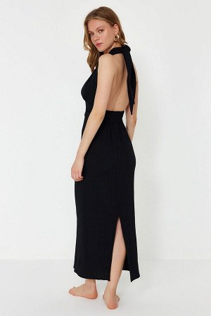 Пляжное платье из льняной смеси Maxi Weave с вырезом на спине