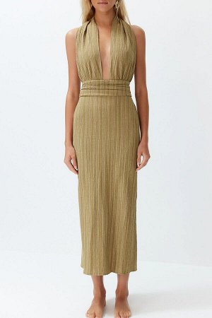 Пляжное платье из льняной смеси Maxi Weave с вырезом на спине