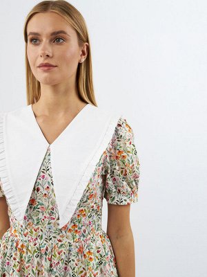 Платьеиз хлопка с большим контрастным воротником OD-935-2