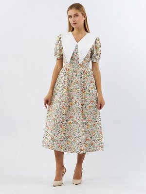 Платьеиз хлопка с большим контрастным воротником OD-935-2