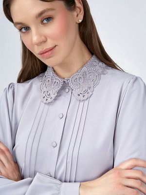 Блузка с воротником из кружева и защипами OD-913-2 св.сиреневый