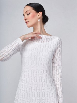 Платье из трикотажного кружева OD-904-1 белое
