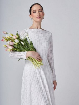 Платье из трикотажного кружева OD-904-1 белое