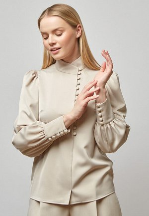 Блуза-косоворотка много пуговиц OD-550-17 светло-коричневый