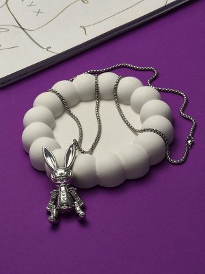 Кулон «Заяц» стильный, цвет серебро, 70 см