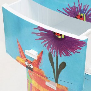 Комод детский 4 ящика, Кот, 38х47х98 см, белый, Росспласт, РП-451