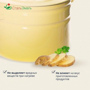 Кастрюля эмалированная сталь, 9 л, с крышкой, крышка сталь, СтальЭмаль, 2с200, в ассортименте, индукция