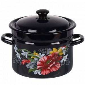 Кастрюля эмалированная сталь, 6 л, с крышкой, крышка сталь, бостон, цилиндрическая, Керченский металлургический завод, Апрель, 41815-183/6-У4