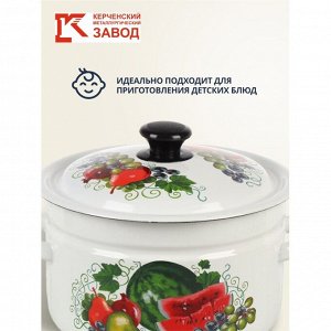 Кастрюля эмалированная сталь, 5 л, с крышкой, крышка сталь, цилиндрическая, Керченский металлургический завод, Восточные дары, 41804-162/6-У4, белая