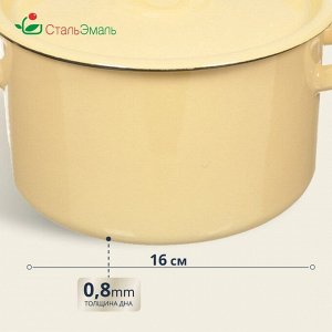 Кастрюля эмалированная сталь, 2.9 л, с крышкой, крышка сталь, СтальЭмаль, 2с16/1, в ассортименте, индукция