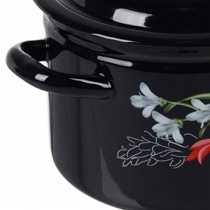 Кастрюля эмалированная сталь, 4 л, с крышкой, крышка сталь, бостон, цилиндрическая, Керченский металлургический завод, Апрель, 41715-143/6-У4